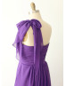 One Shoulder Purple Pleated Chiffon Bridesmaid Dress